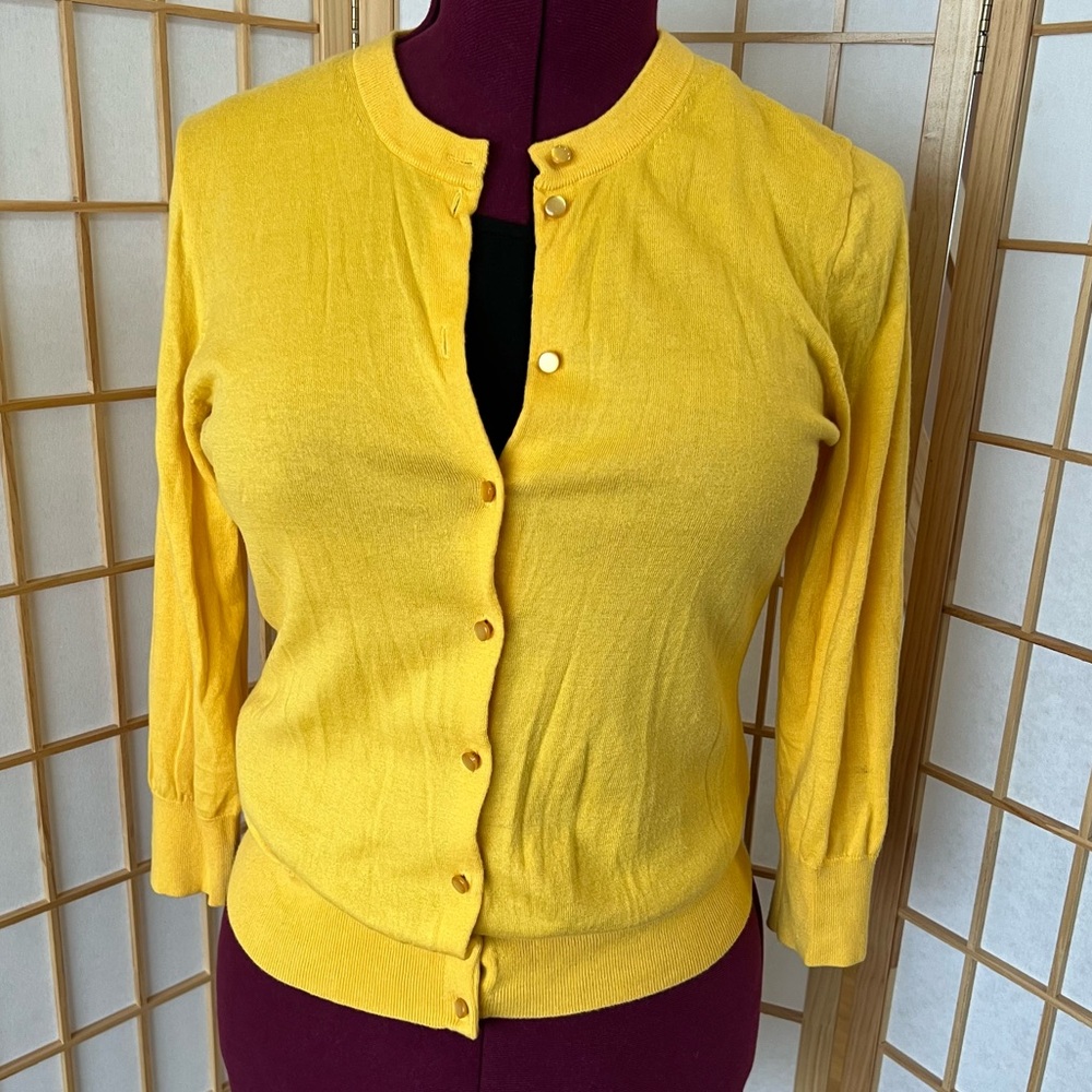 J.Crew Clare Cardigan, Yellow, Women's Large, EUC